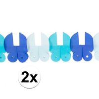 2x Baby geboorte feest slinger blauw 6 meter - thumbnail