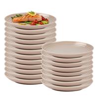 Plasticforte Rond camping bord - 20x - onbreekbaar - D25 cm - beige - kunststof