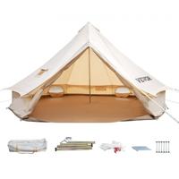 VEVOR Bell Tent 4M Outdoor Glamping Ridge Tenten Tent Katoenen Tipi Tent voor Kamperen Waterdicht voor Families Geschikt voor 5-8 Personen Kamperen Buiten Jagen voor Alle Seizoenen