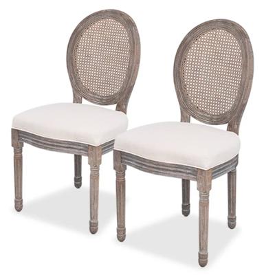 Eetkamerstoelen 2 st stof crèmekleurig