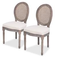 Eetkamerstoelen 2 st stof crèmekleurig