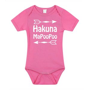 Bellatio Decorations Baby rompertje - hakuna mapoopoo - roze - kraam cadeau - babyshower 92 (18-24 maanden)  -