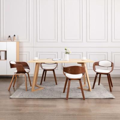 Eetkamerstoelen 4 st gebogen hout en kunstleer