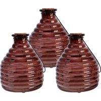 3x wespenvanger/wespenval met hengsel - glas - donkerrood - D13 x H17 cm - thumbnail