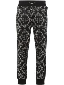 Philipp Plein pantalon de jogging en coton à logo imprimé - Noir