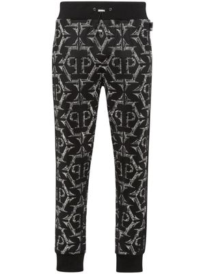 Philipp Plein pantalon de jogging en coton à logo imprimé - Noir
