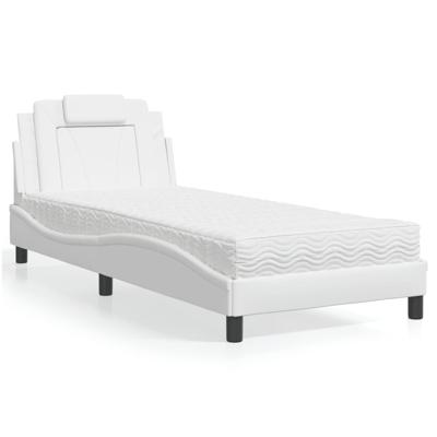 Bed met matras kunstleer wit 90x190 cm