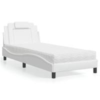 Bed met matras kunstleer wit 90x190 cm