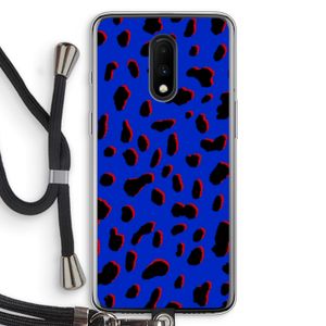 Blue Leopard: OnePlus 7 Transparant Hoesje met koord