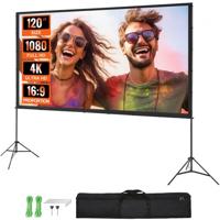 VEVOR Projectieprojectiescherm met standaard 120 inch HD 4K Outdoor Indoor Projectiescherm Snel opvouwbaar Draagbaar filmscherm 16:9 voor thuisbioscoop, camping en vrijetijdsevenementen Zwart