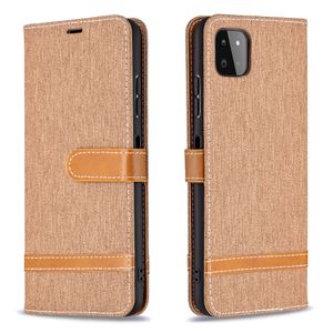 Samsung Galaxy A41 hoesje - Bookcase - Pasjeshouder - Portemonnee - Vintage - Stof - Kunstleer - Bruin