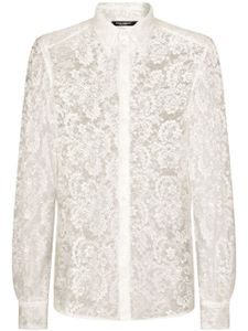 Dolce & Gabbana chemise transparente en dentelle - Blanc