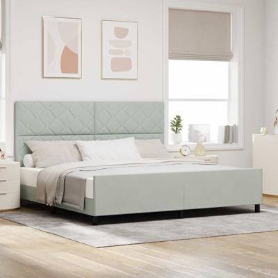 Bedframe met hoofdeinde Lichtgrijs 200 x 200 cm Fluweel