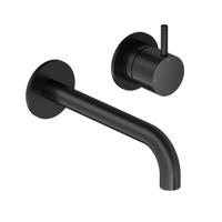 Inbouw Wastafelkraan Hotbath Cobber 18cm Gebogen Uitloop 1-Hendel Mat Zwart