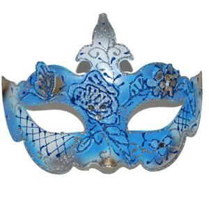 Carnaval verkleed oogmasker met bloemen - blauw - volwassenen - gemaskerd bal