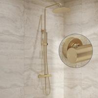Regendouche set SaniClear Brass Stripes | Opbouw | 20 cm | Mengkraan | Incl.Handdoucheset | Geborsteld messing - mat goud