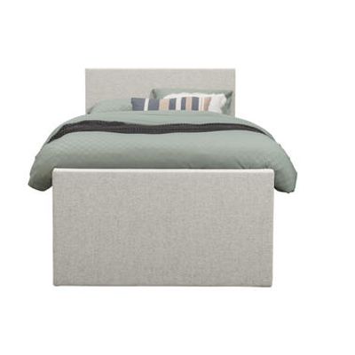 Boxspring met opbergruimte en voetbord Liv egaal - ecru - 120x200cm - Leen Bakker