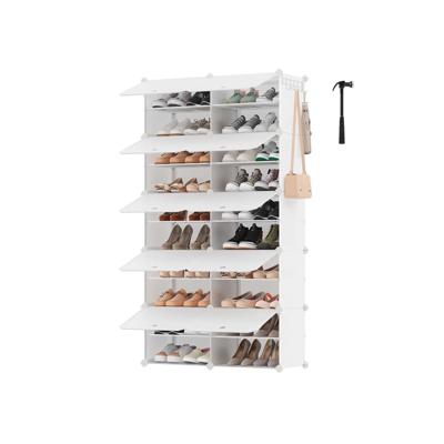 Schoenenrek 10 vakken gemaakt van kunststof en stalen frame met deuren, Wolkenwit