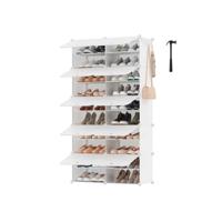 Schoenenrek 10 vakken gemaakt van kunststof en stalen frame met deuren, Wolkenwit