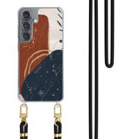 Samsung Galaxy S25 hoesje met zwart koord - Abstract terracotta
