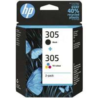 HP 305 2-Pack Tri-color/Black Original Ink Cartridge inktcartridge 2 stuk(s) Origineel Normaal rendement Zwart, Cyaan, Magenta, Geel