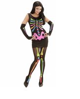Neon Skelet vrouw kostuum - thumbnail