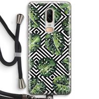 Geometrische jungle: OnePlus 6 Transparant Hoesje met koord