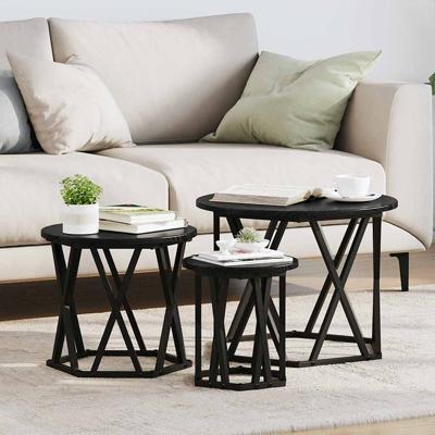 Nestbare Bijzettafel 3 pcs Zwart eiken 53 x 53 x 40 cm