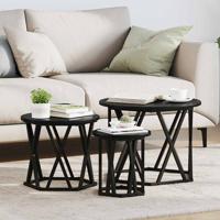 Nestbare Bijzettafel 3 pcs Zwart eiken 53 x 53 x 40 cm