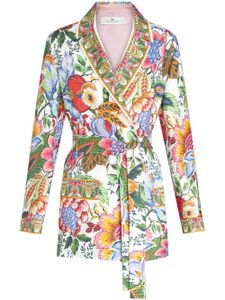 ETRO veste ceinturée en soie à fleurs - Blanc