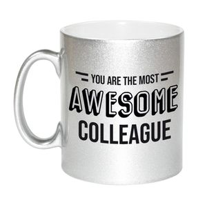 1x stuks personeel / collega cadeau zilveren mok / you are the most awesome colleague   -