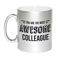 1x stuks personeel / collega cadeau zilveren mok / you are the most awesome colleague   -