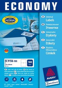 Europe 100 ELA021 Universele etiketten 105 x 48 mm Papier Wit 1200 stuk(s) Permanent hechtend Inkjet, Laser (zwart/wit), Laser (kleur), Kopiëren (zwart/wit),