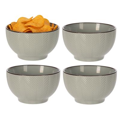 Serveer/chips schaaltje Fishbone - 4x - lichtgrijs - 14 x 8 cm - keramiek - kommetjes - 680 ml Serveer/chips schaaltje Fishbone - 4x - lichtgrijs - 14 x 8 cm - keramiek - kommetjes - 680 ml