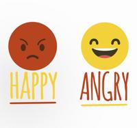 Muursticker Emoji Happy en Angry