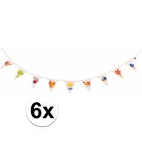 Inkleurbare blanco vlaggenlijn DIY - 6x - katoen - 110 cm