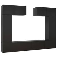 The Living Store Tv-meubelset - 6-delige wandmontage - 100x30x30cm - 30.5x30x90cm - 80x30x30cm - Zwart - Spaanplaat