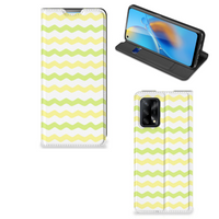 OPPO A74 4G Hoesje met Magneet Waves Yellow - thumbnail