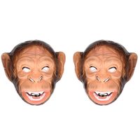 Set van 4x stuks plastic apen dieren verkleed masker voor volwassenen - thumbnail