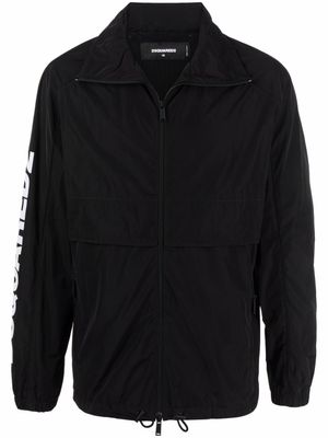 DSQUARED2 manteau zippé à logo imprimé - Noir