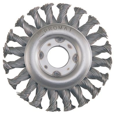 Promat Ronde staaldraadborstel | d. 125 mm draaddikte 0,5 mm | RVS-draad 12 mm | 12500 min-¹ - 4000841208 4000841208