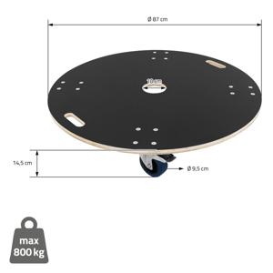 Ronde transportwagen met parkeerrem Ø 87 cm belastbaar tot 800 kg