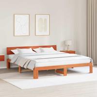 Bedframe met hoofdeinde Bruin 180 x 200 cm Massief grenenhout