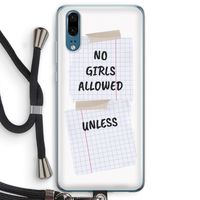 No Girls Allowed Unless: Huawei P20 Transparant Hoesje met koord