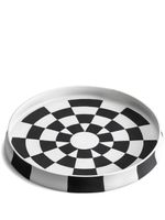 L'Objet plateau rond en porcelaine de Damier (42 cm) - Noir