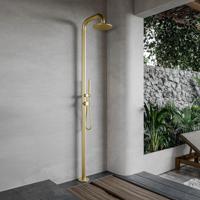Fortifura Outdoor Deluxe Vrijstaande Buitendouche - RVS 316 - handdouche - regendouche - Geborsteld Messing PVD (Goud) ML9008-BB