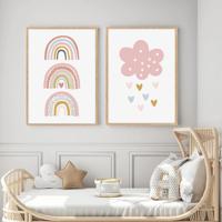 Poster - Cartoon / Regenboog en Wolk / Set van 2 - thumbnail