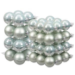 52x stuks glazen kerstballen mintgroen (oyster grey) 6 en 8 cm mat/glans