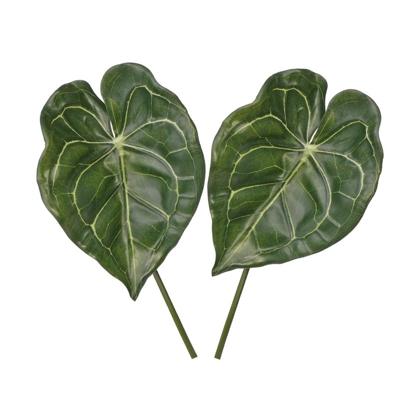 Kunstplant - 2x - Anthurium - bladgroen - takken - 67 cm - kunststof decoratie