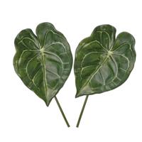 Kunstplant - 2x - Anthurium - bladgroen - takken - 67 cm - kunststof decoratie